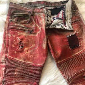 ROCKSTAR RED MOTO BIKER JEANS